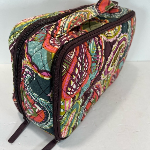 VERA BRADLEY Heirloom Paisley Brown Blue Red Quilted Cosmetic Zipper Bag Lined - Picture 4 of 7